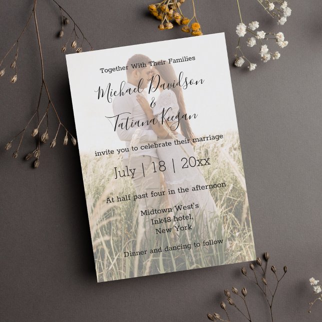 Invitación elegante fotografía moderna de caligrafía boda (Subido por el creador)