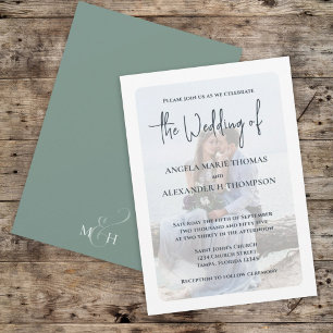 Invitación Elegante fotografía superposición simple verde Min