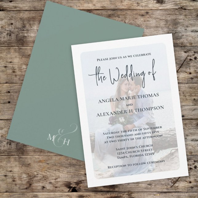 Invitación Elegante fotografía superposición simple verde Min (Subido por el creador)