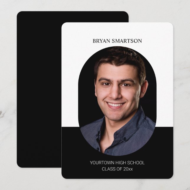 Invitación Elegante fotograma blanco negro foto de graduación (Anverso / Reverso)