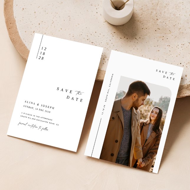 Invitación Elegante Fotos De Boda Contemporánea Guardar La Fe (Subido por el creador)