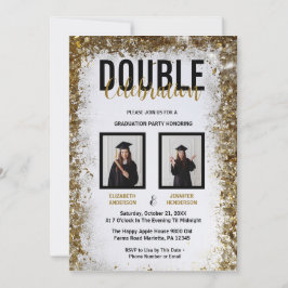 Invitación Elegante Fotos de la Fiesta de Graduación de Doble
