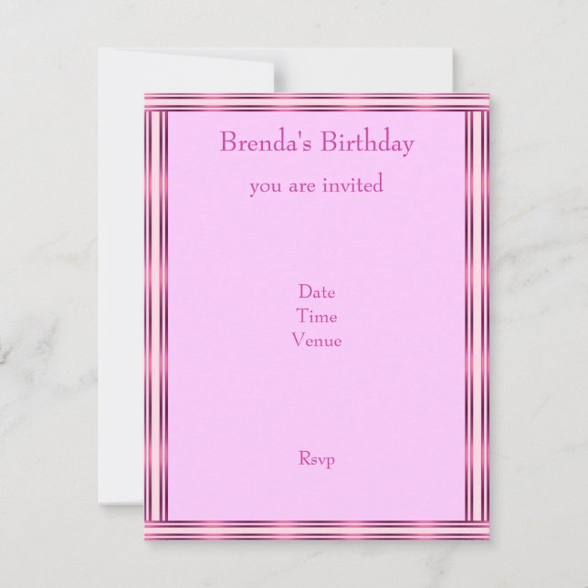 Invitación Elegante Franja Rosa Horizontal (Anverso)
