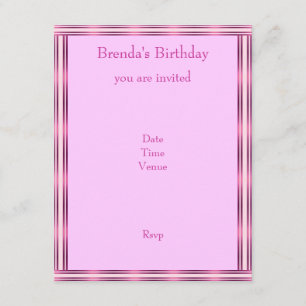 Invitación Elegante Franja Rosa Horizontal
