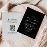 Invitación Elegante Frente negro formal y Boda posterior<br><div class="desc">Esta elegante invitación formal a la boda en el frente y en la parte trasera de la casa es perfecta para un boda rústico. El diseño presenta un elegante tipo de letra caligráfica en un fondo blanco y negro para embellecer tu evento.</div>