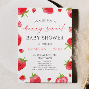 Invitación Elegante Fresa Una Dulce Fiesta de Bebé