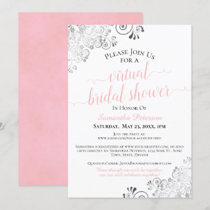 Invitación Elegante Frily ducha de novia virtual rosa y blanc