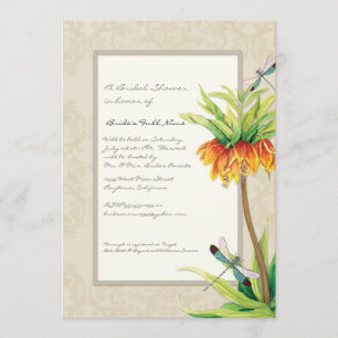 Invitación Elegante Fritillaria y ducha de novia Dragonfly