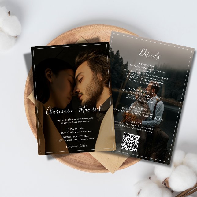 Invitación Elegante frontera blanca y 2 Boda de presupuesto f (Subido por el creador)