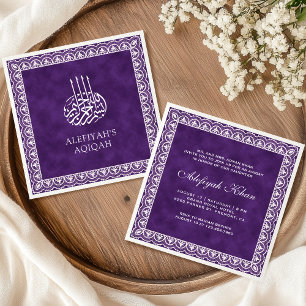 Invitación Elegante frontera de encaje blanco frontera Purple