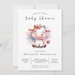 Invitación Elegante Fun Stylish Cow Baby Shower