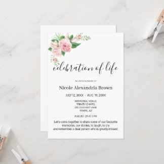 Invitación Elegante Funeral De Celebración Con Gusto De Flore