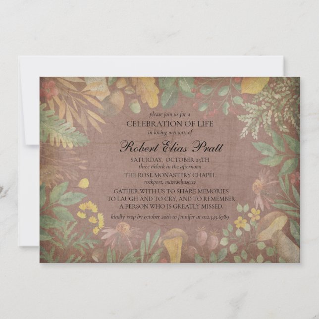 Invitación Elegante funeral de flores de otoño de otoño invit (Anverso)