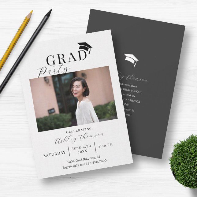 Invitación Elegante Gaduación de foto de tapón (Subido por el creador)