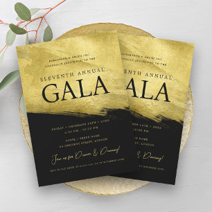 Invitación Elegante GALA Company Business Gold Brush Negro