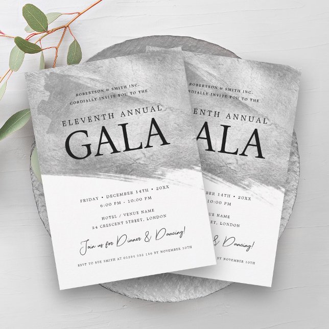 Invitación Elegante GALA Company Silver Brush (Elegant GALA Company Silver Brush Invitation)