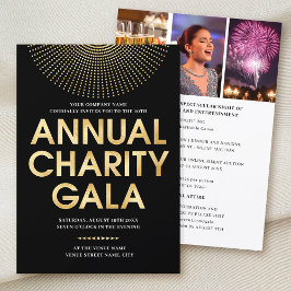 Invitación Elegante Gala Corporate Photo Black Faux Gold
