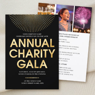 Invitación Elegante Gala Corporate Photo Black Faux Gold