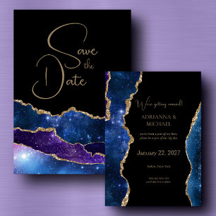 Invitación Elegante galaxia Agate Wedding Save the Date