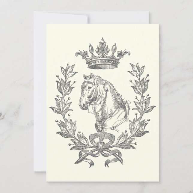 Invitación Elegante gallo de la corona de caballos blancos ne (Anverso)