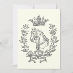 Invitación Elegante gallo de la corona de caballos blancos ne