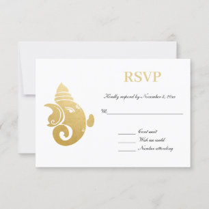 Invitación Elegante Ganapati de Oro   RSVP de Boda India