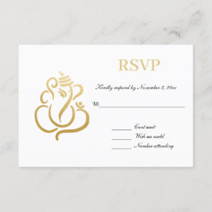 Invitación Elegante Ganesh Gold   RSVP de boda india