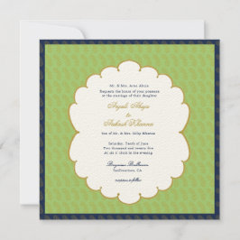 Invitación Elegante Ganesh oro y boda indio verde