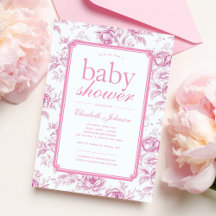 Elegante Garden Pink Chinoiserie Baby Shower