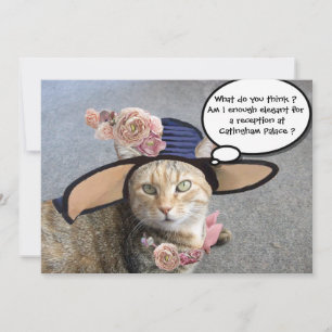 INVITACIÓN ELEGANTE GATO, GRAN GORRA DIVA Y PARTIDA DE CUMPLE