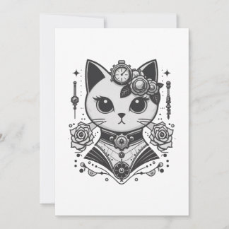 Invitación Elegante gato victoriano Steampunk