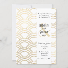 Invitación Elegante Gatsby Art Deco 1920's White & Gold