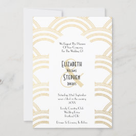 Invitación Elegante Gatsby Art Deco 1920's White & Gold