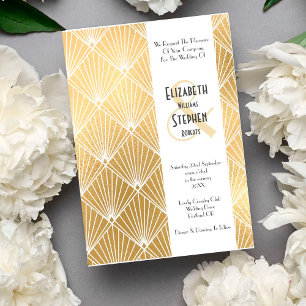 Invitación Elegante Gatsby Art Deco Años 20 Boda Dorada