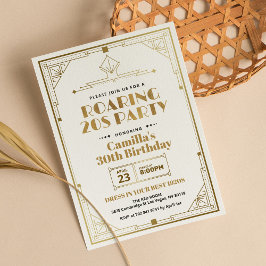 Invitación Elegante Gatsby Art Deco Roarando el Oro Blanco de