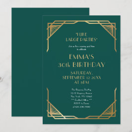 Invitación Elegante Gatsby Estilo Oro 30 Fiesta de cumpleaños