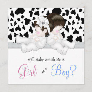 Invitación Elegante género de impresión de vaca negra revelad