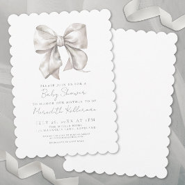 Invitación Elegante género Neutral Bow Baby Shower
