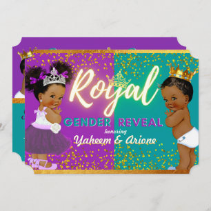 Invitación Elegante género real africano revelado morado y Ve