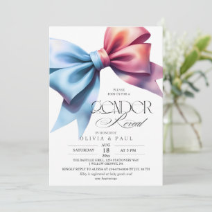 Invitación Elegante género revela a bebé Chica Bow