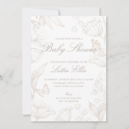 Invitación Elegante GéneroNeutral Boho Moda Floral Baby Showe