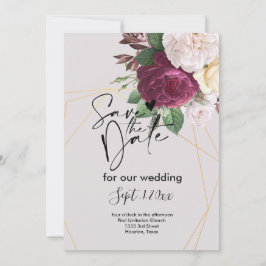 Invitación Elegante geométrico dorado guardar la fecha