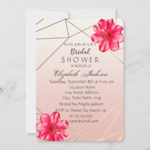 Invitación Elegante Geométrico, Lluvia de Novia de Hibisco