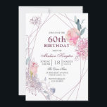 Invitación Elegante Geométrico Rosa Rosa Rosa Rosa 60ª Fiesta<br><div class="desc">Elegante rosa rosa rosa geométrico 60º cumpleaños fiesta de invitación Consulte colección de coincidencias en la tienda</div>