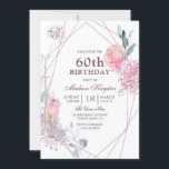 Invitación Elegante Geométrico Rosa Rosa Rosa Rosa 60ª Fiesta<br><div class="desc">Elegante rosa rosa rosa geométrico 60º cumpleaños fiesta de invitación Consulte colección de coincidencias en la tienda</div>