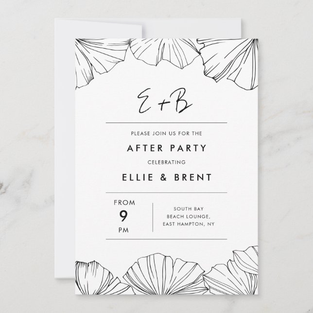 Invitación Elegante Ginkgo Biloba boda tras fiesta (Anverso)