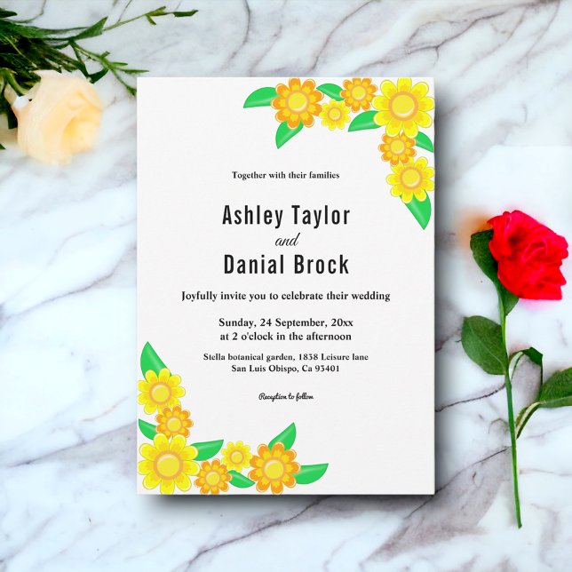 Invitación Elegante Girasol Botánico Verano Floral Boda (Subido por el creador)