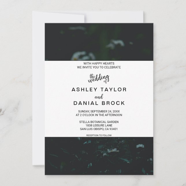Invitación Elegante girasol verde florido verano Boda Invi (Anverso)
