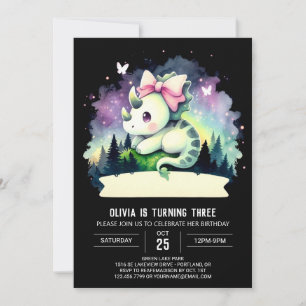 Invitación Elegante Girly Triceratops Cumpleaños