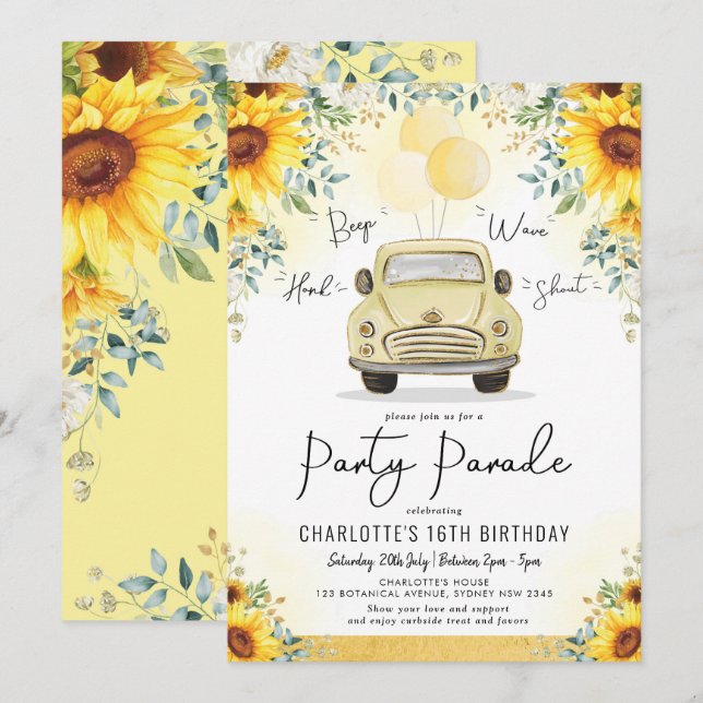 Invitación Elegante Giro A Través Del Desfile De Fiesta De Cu (Anverso / Reverso)